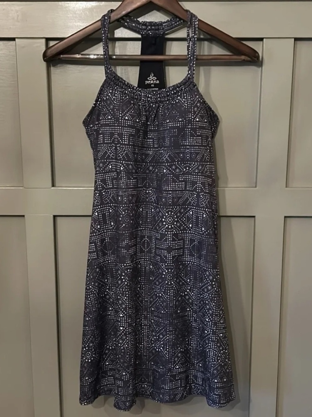 Prana Pristine Dress Black Gray Mosaic Activewear Outdoor Racerback Size XS